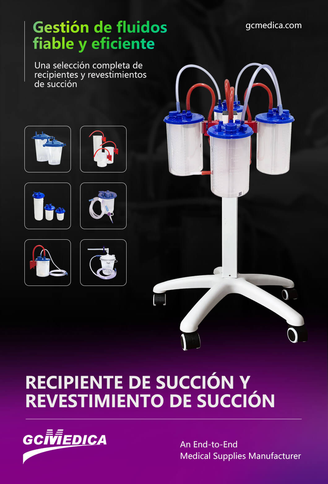 Recipiente de succión para quirófano